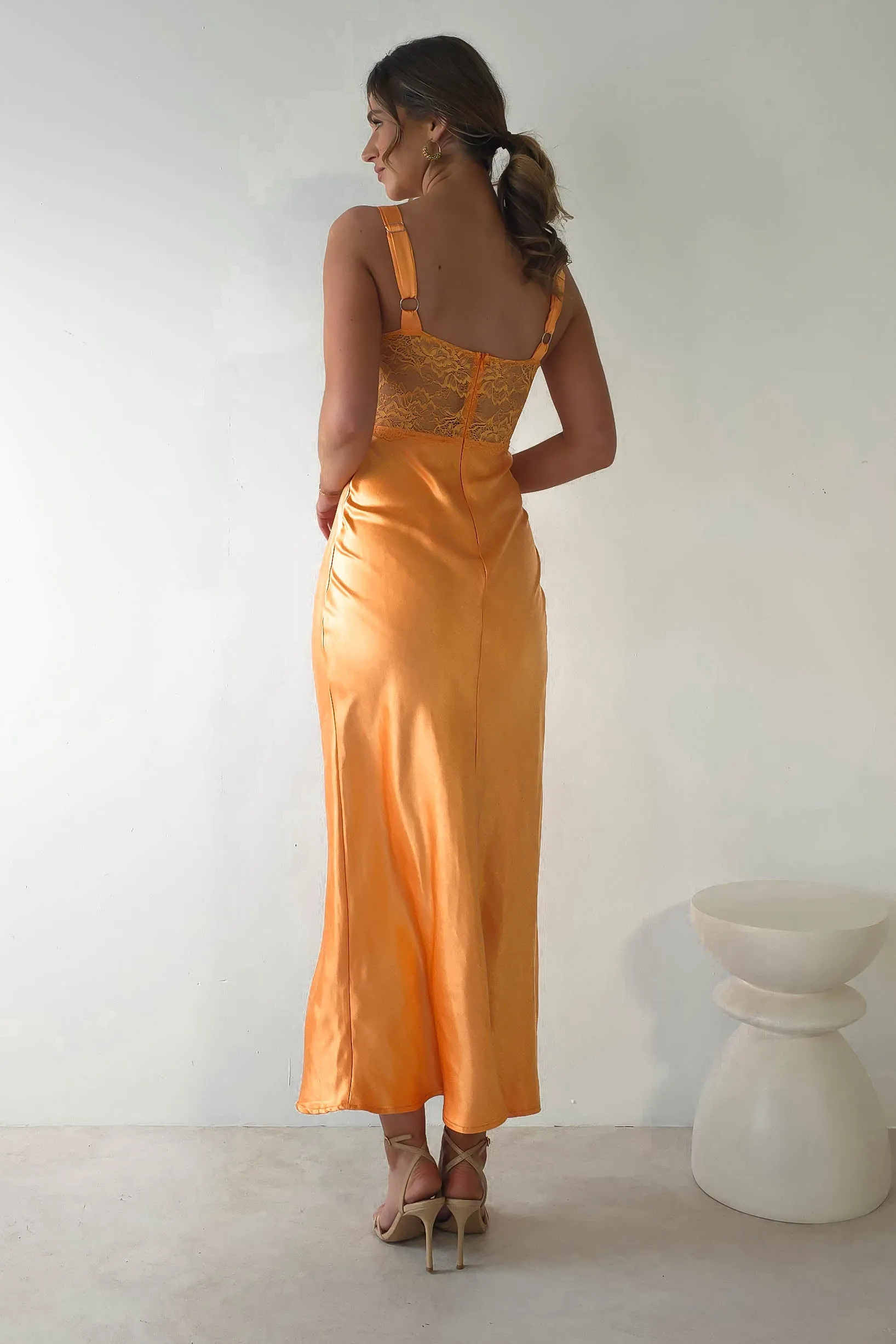 Juliette Soft Satin Maxi Dress | Mango/Orange