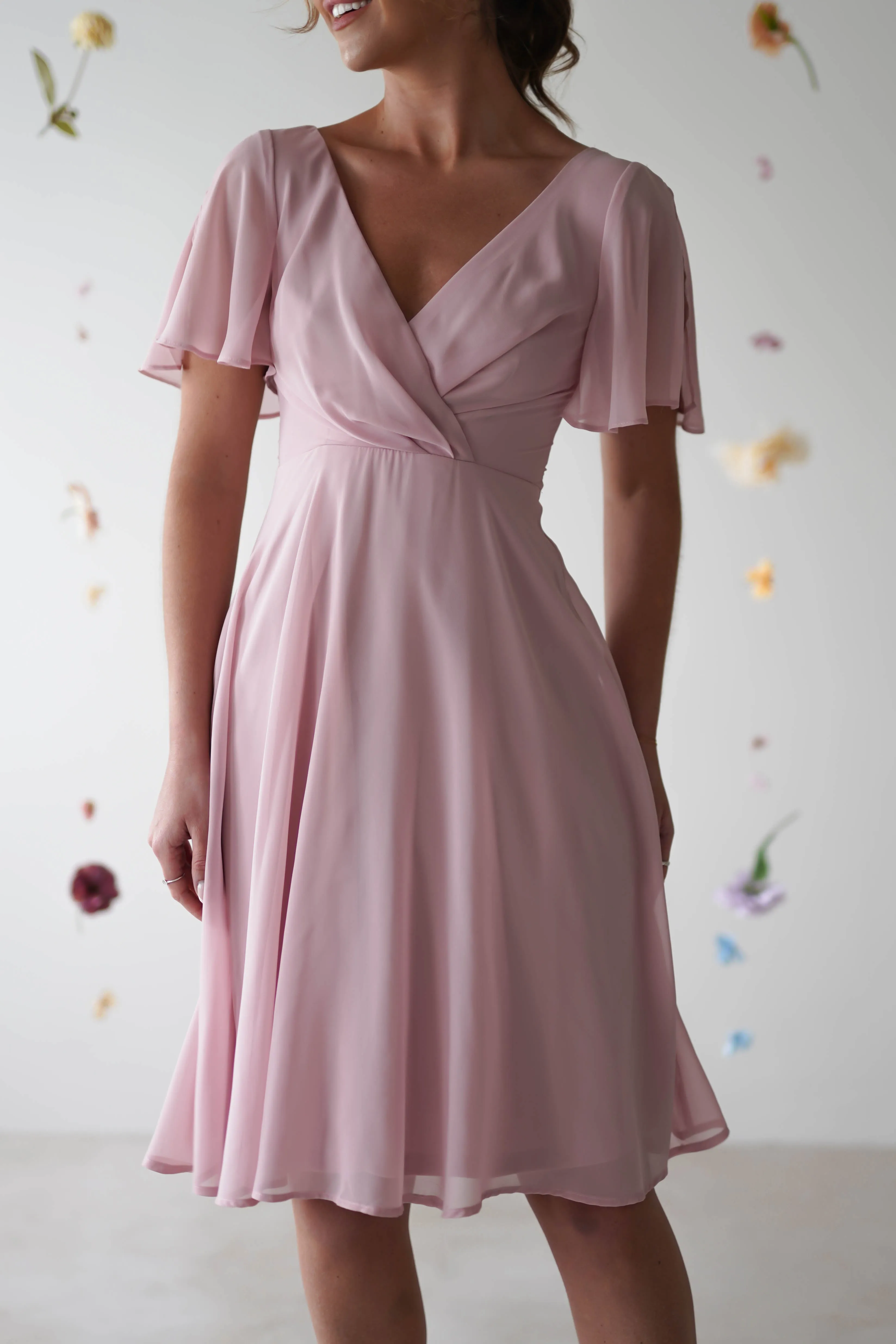 Katia Chiffon Midi Dress | Dusty Pink
