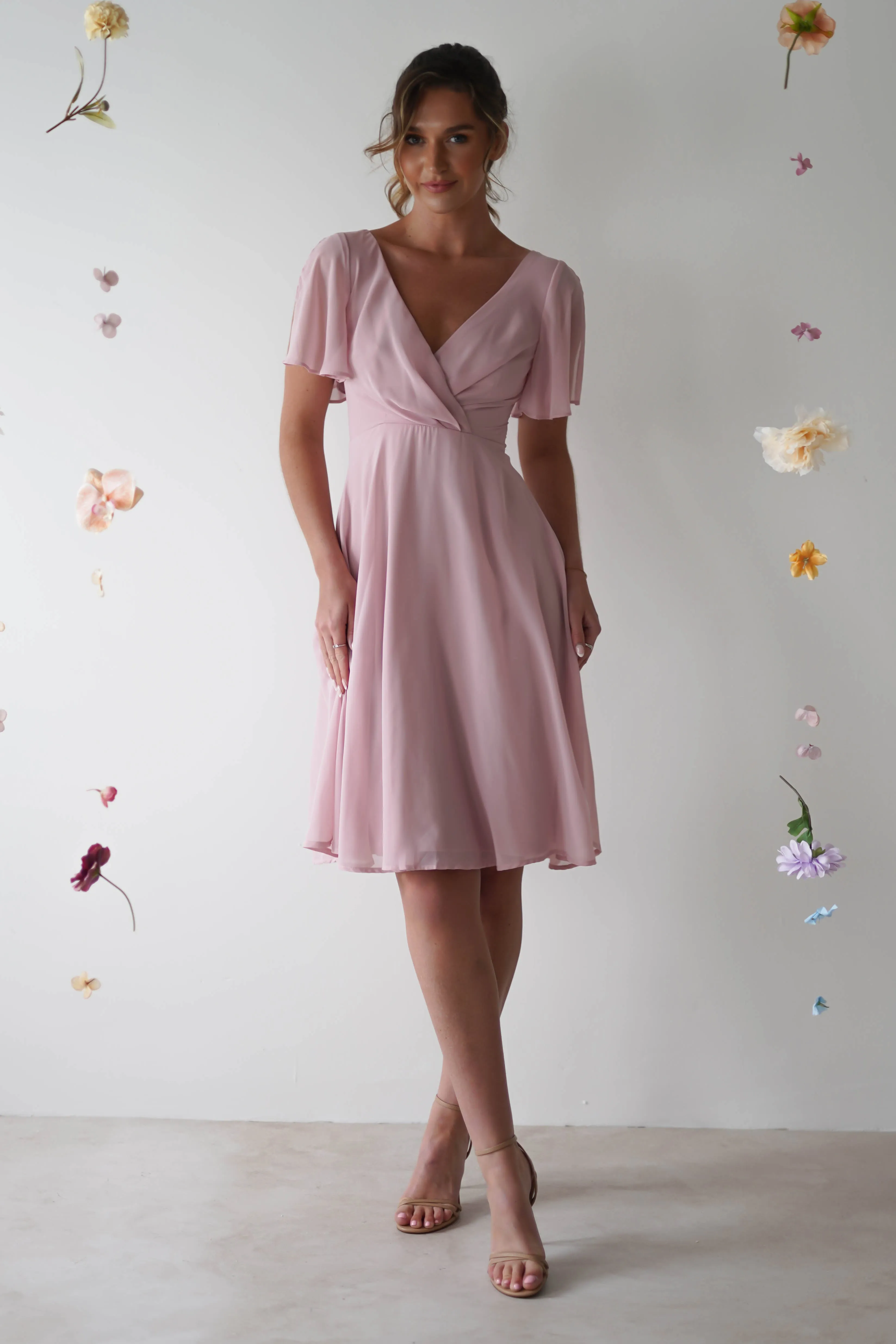 Katia Chiffon Midi Dress | Dusty Pink