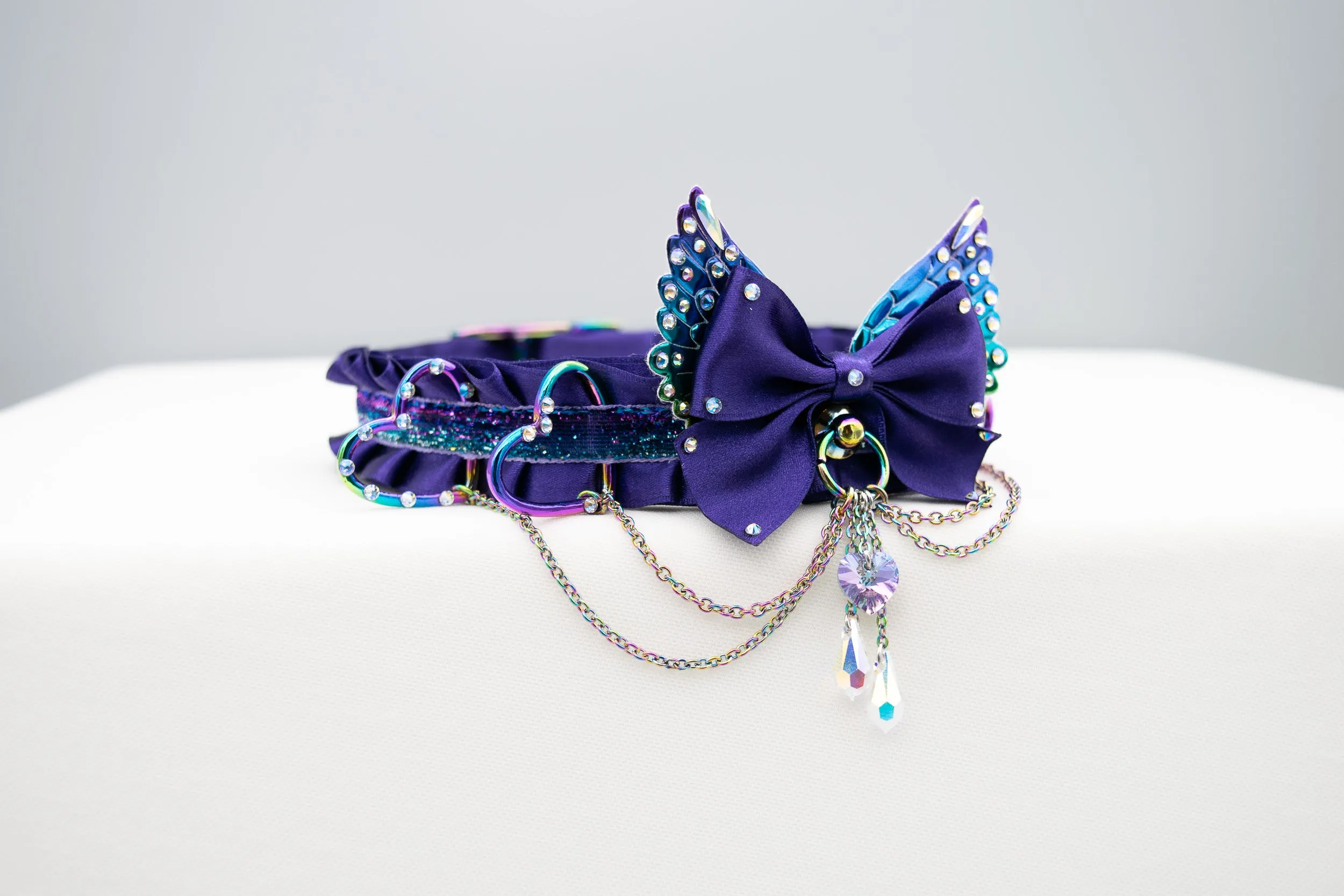 Limited Edition - Jeweled Purple Rainbow Winged Heart Collar