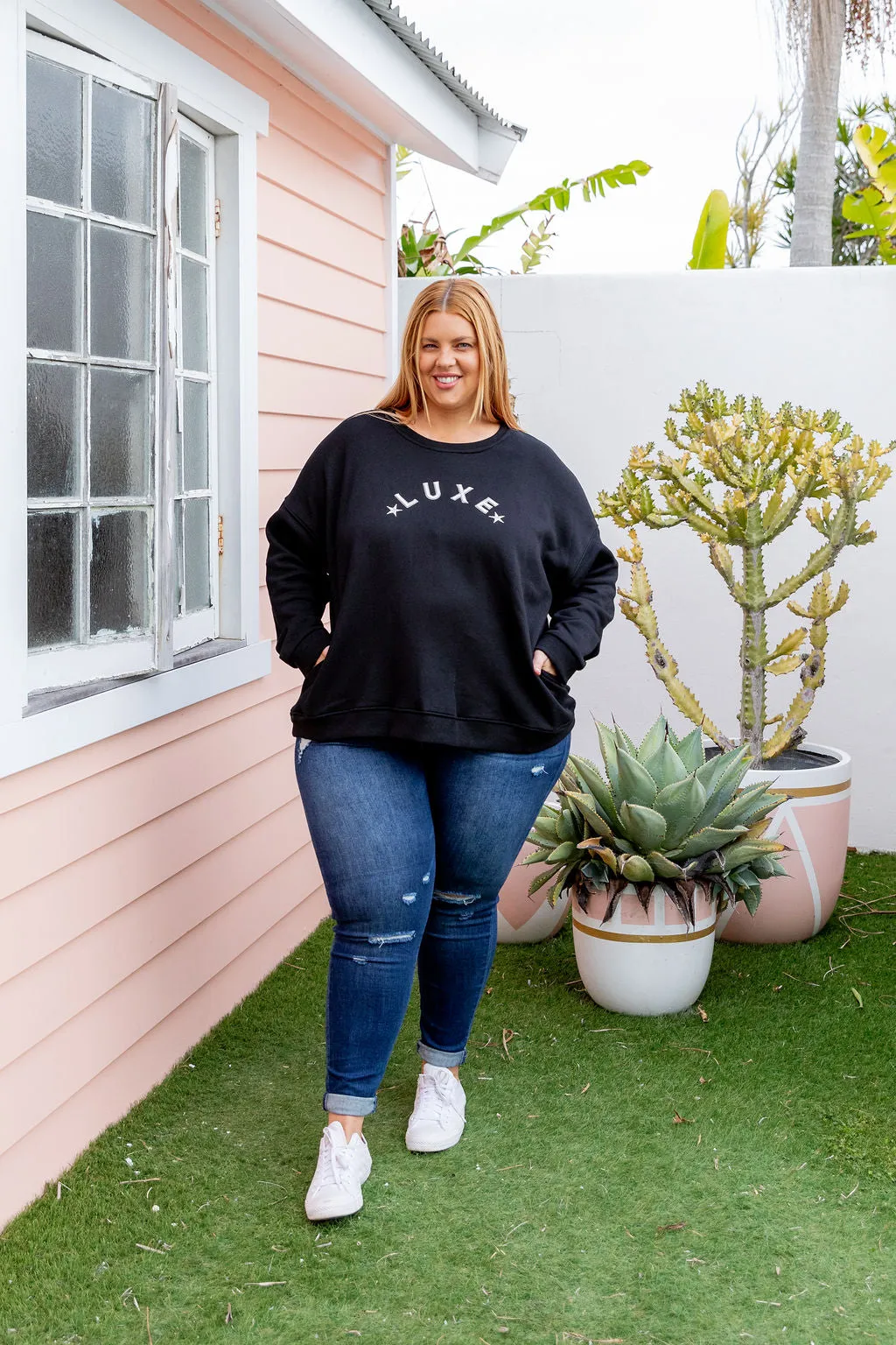 Luxe Crew Jumper in Black