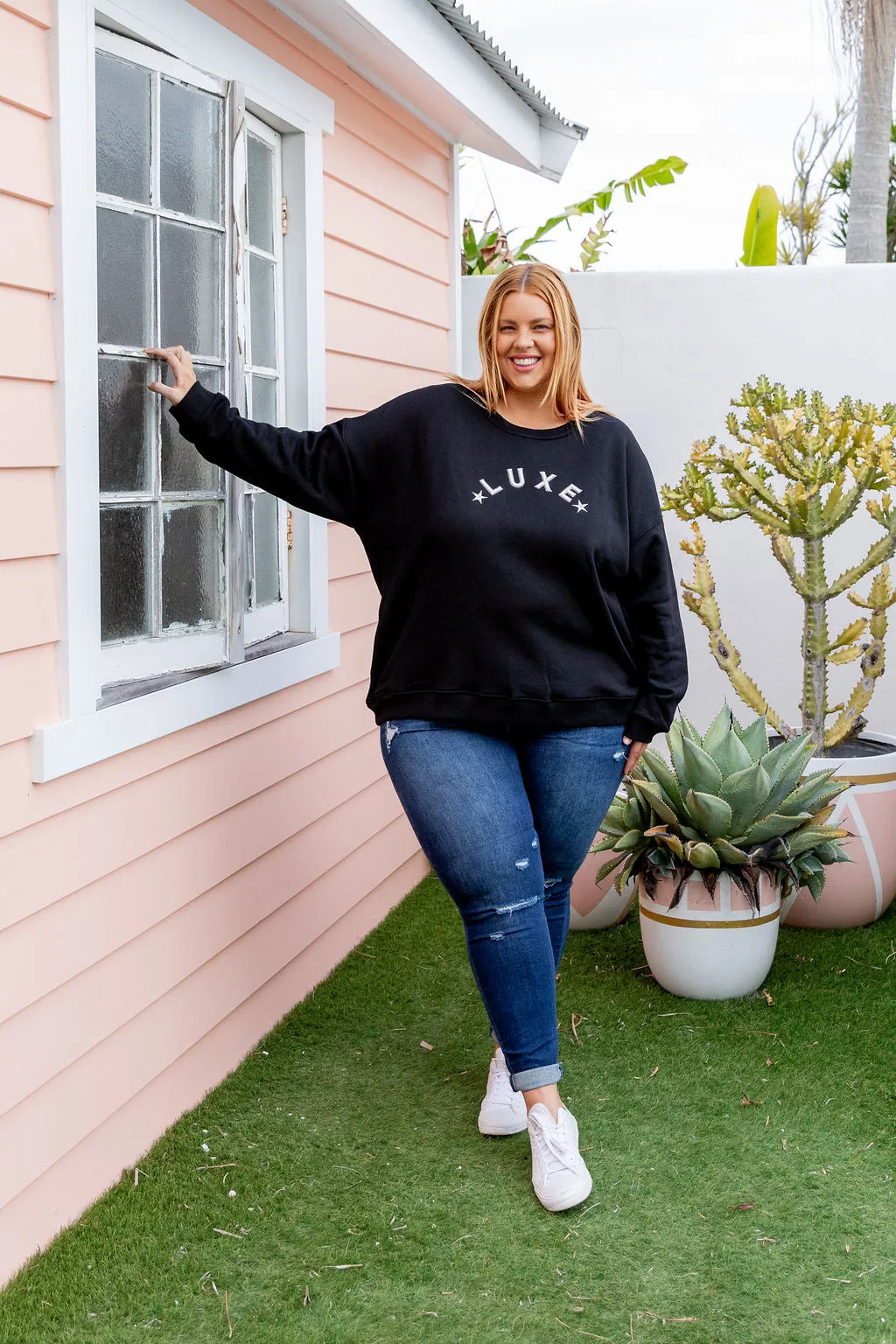 Luxe Crew Jumper in Black