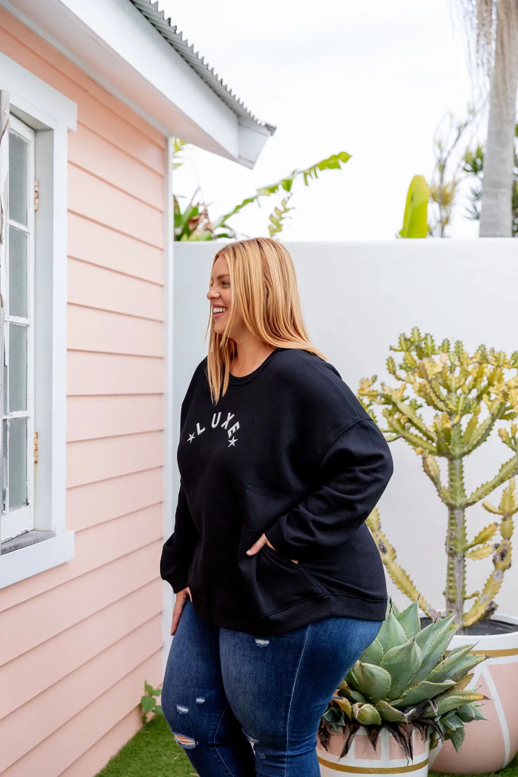 Luxe Crew Jumper in Black