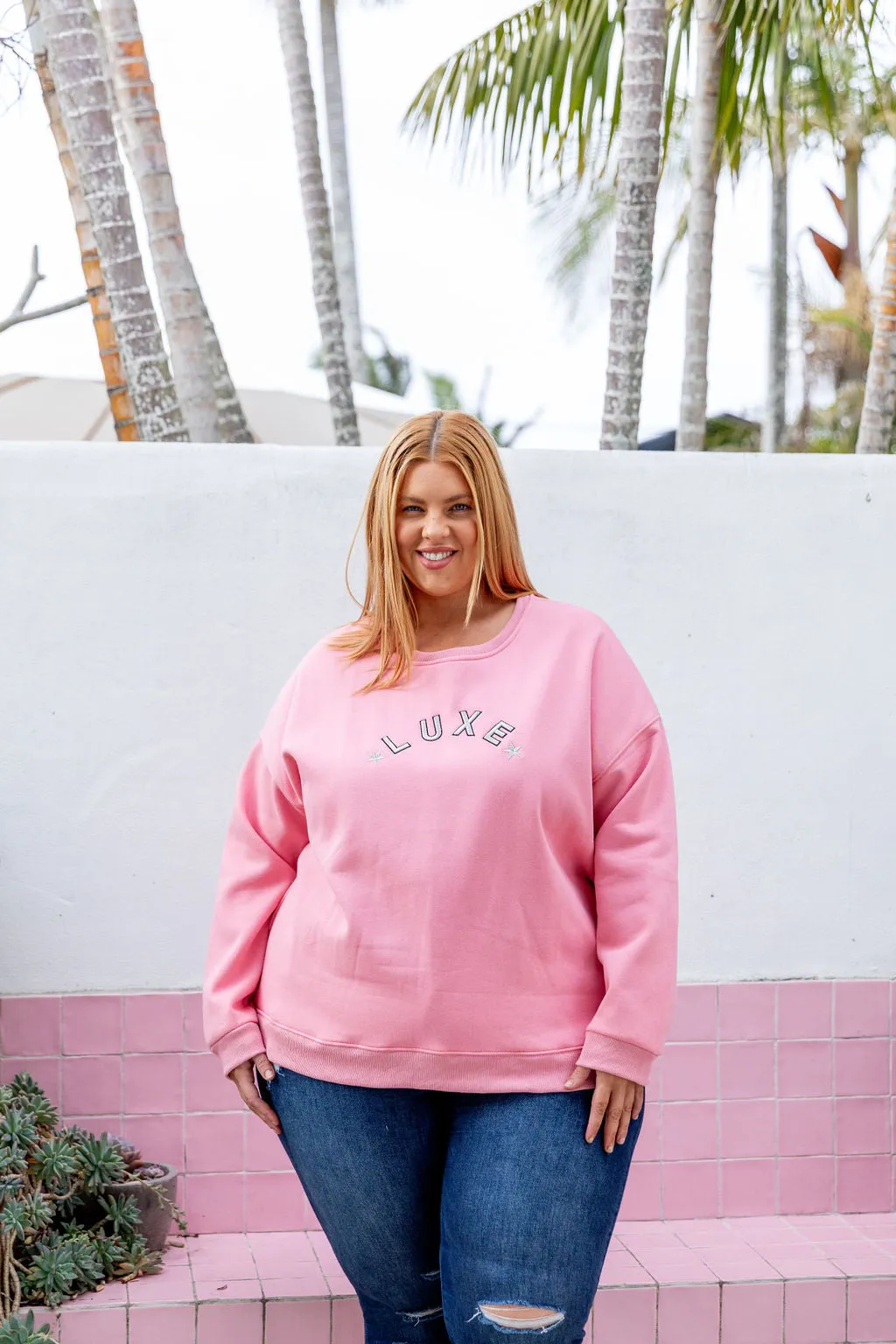Luxe Crew Jumper in Pink
