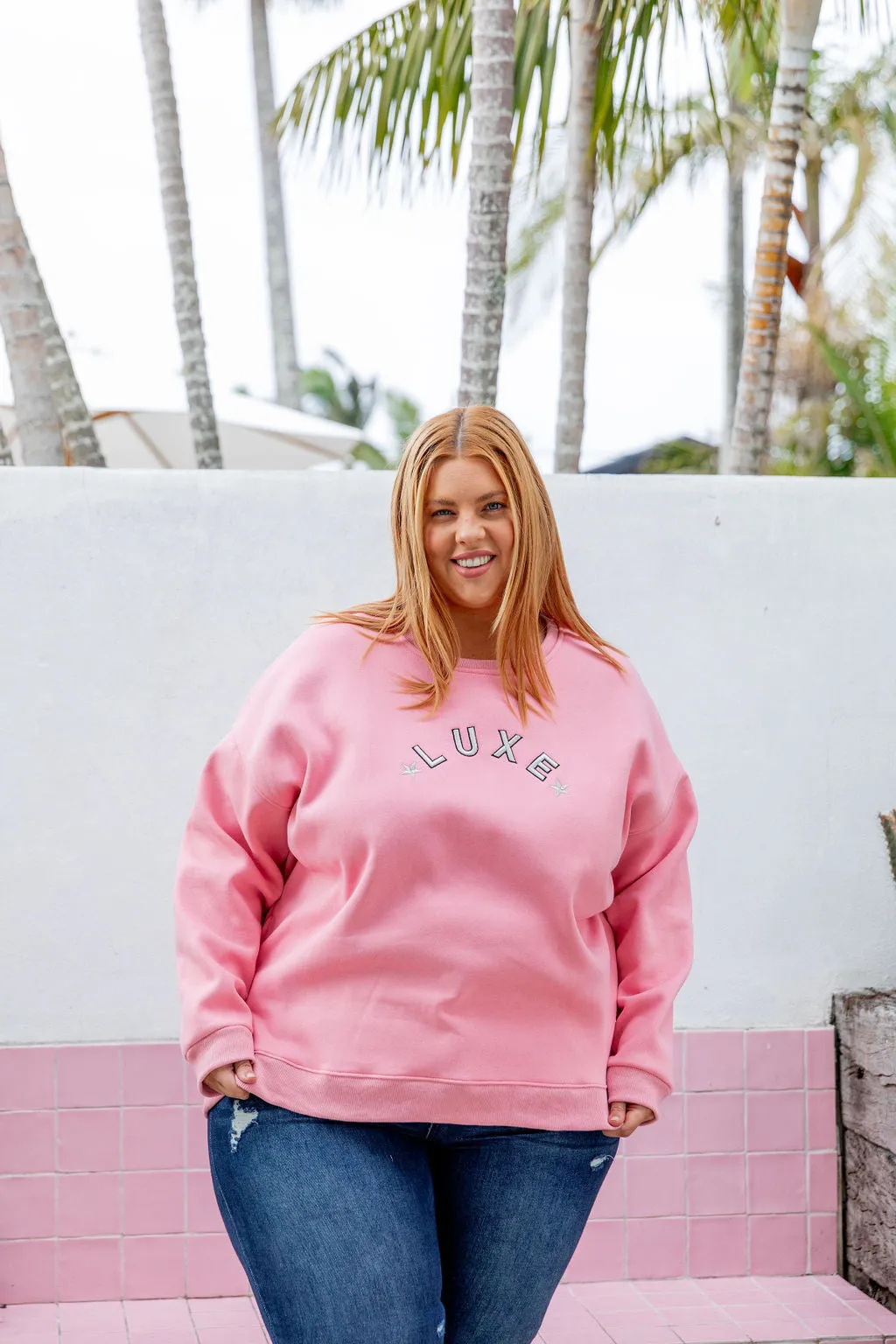 Luxe Crew Jumper in Pink