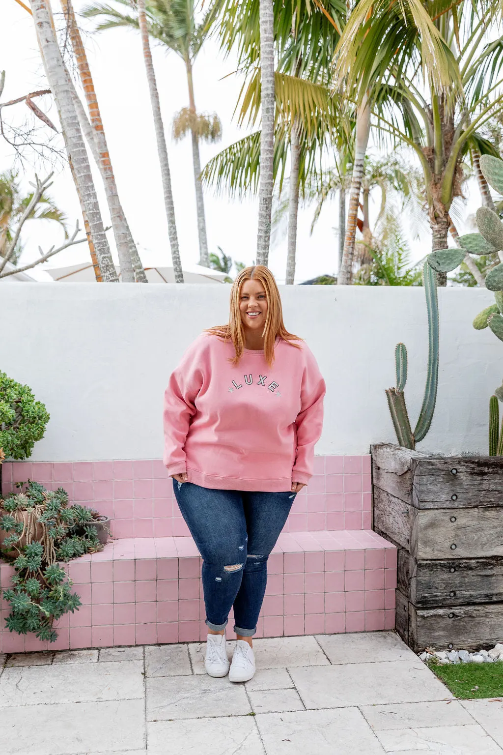 Luxe Crew Jumper in Pink