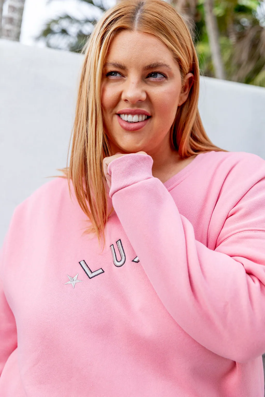 Luxe Crew Jumper in Pink