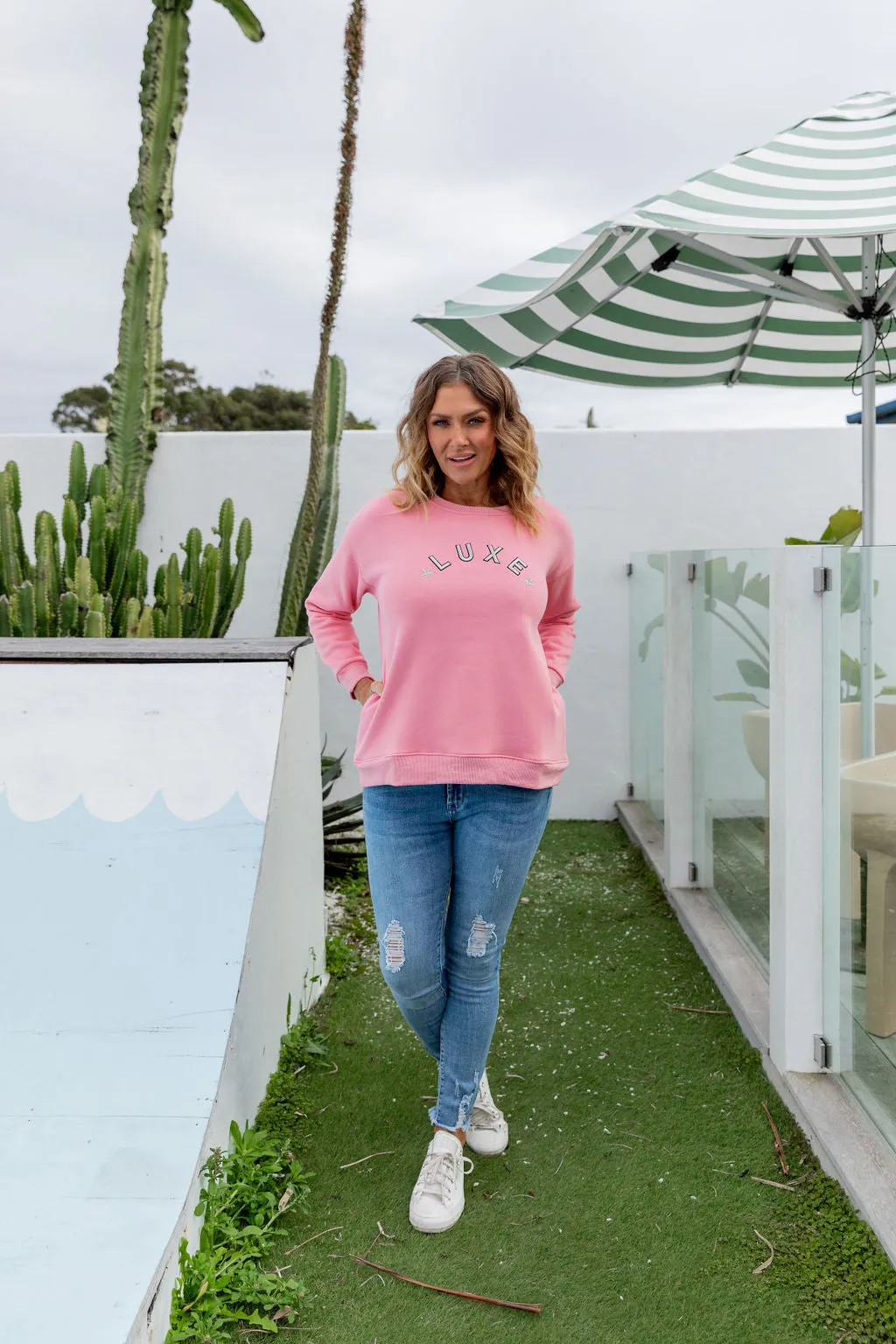 Luxe Crew Jumper in Pink