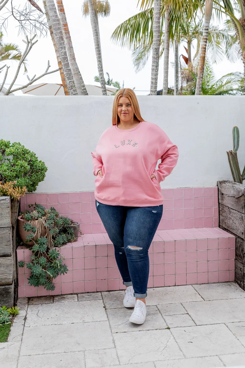Luxe Crew Jumper in Pink