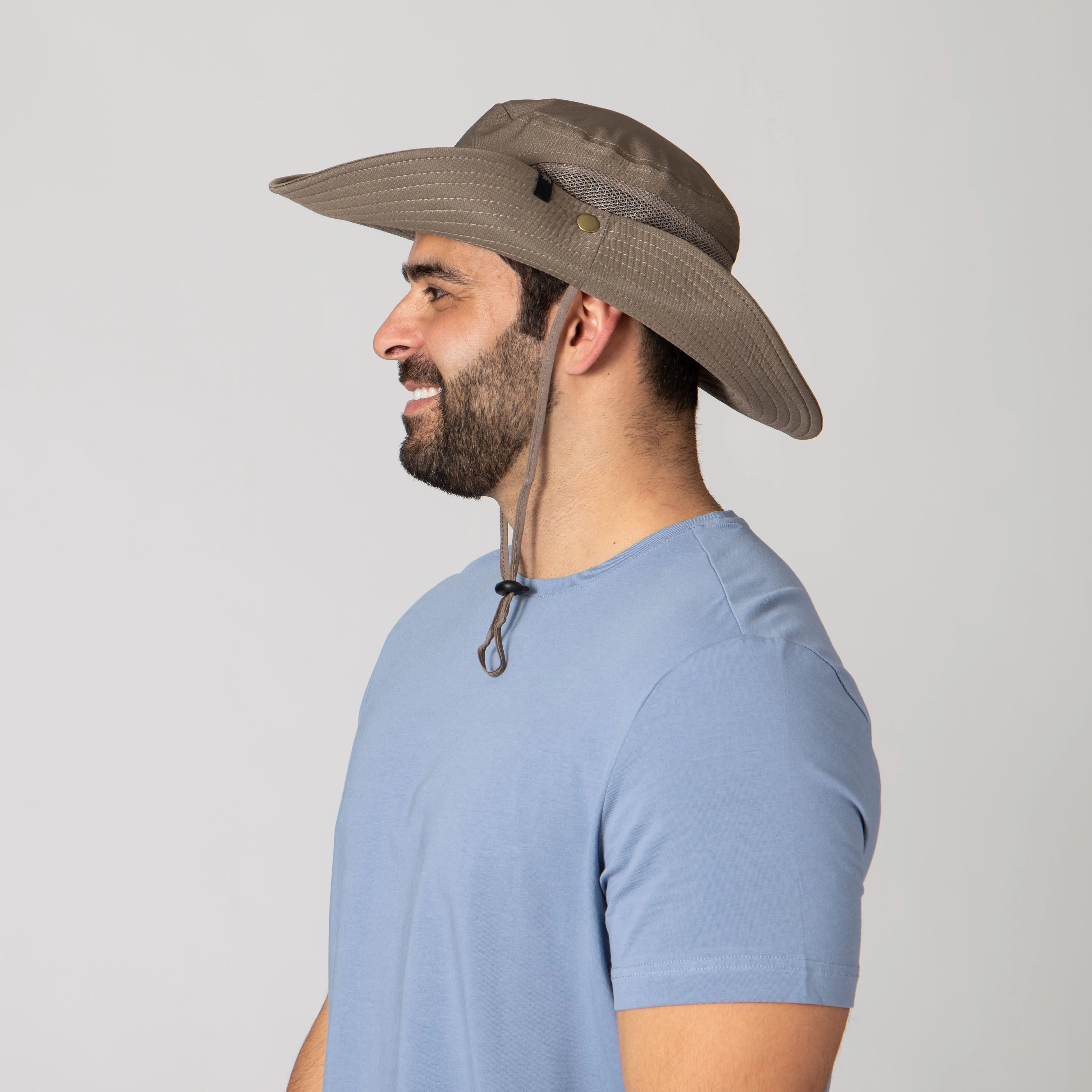 Men's Floatable Wide Brim Sun Hat With Jacquard Trim