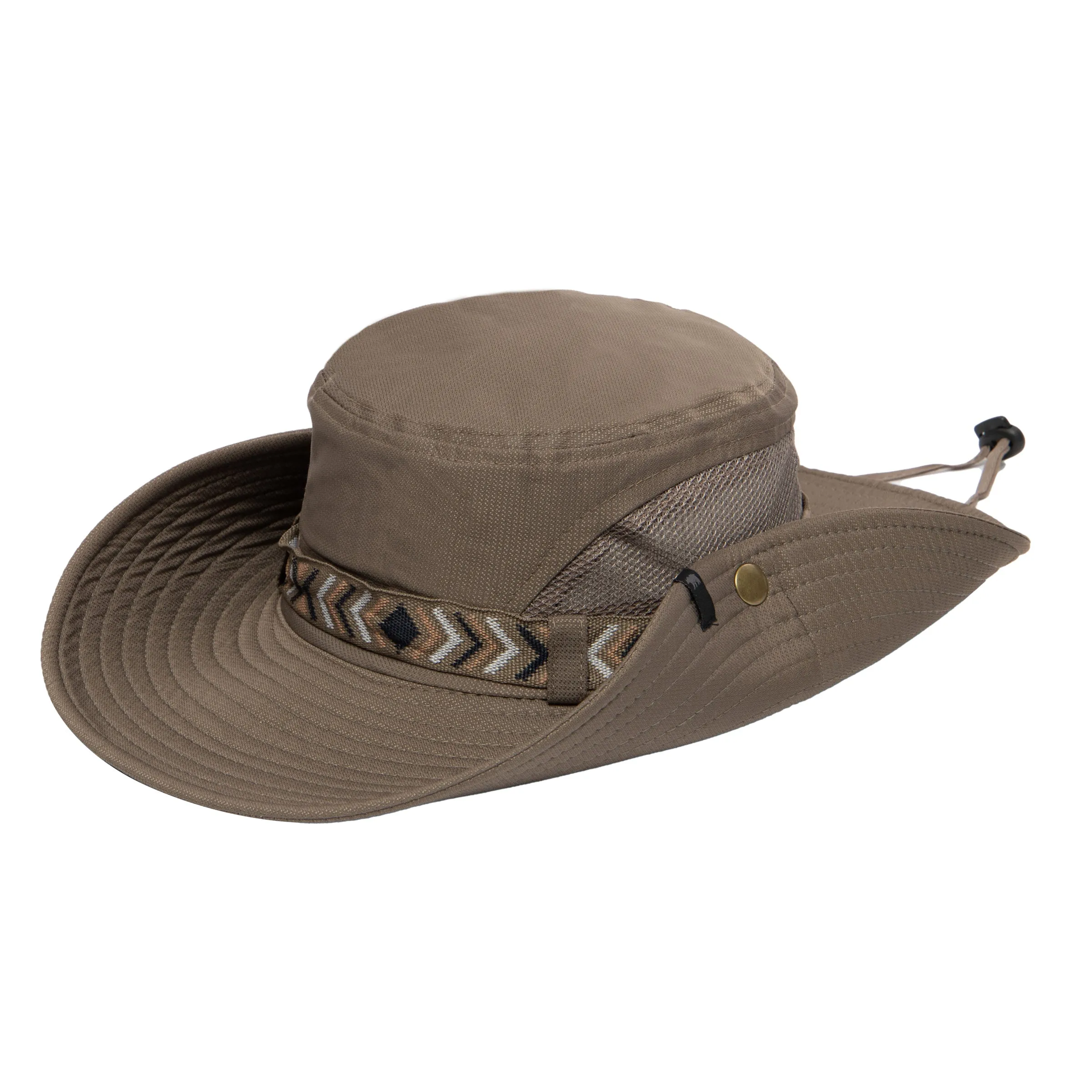 Men's Floatable Wide Brim Sun Hat With Jacquard Trim