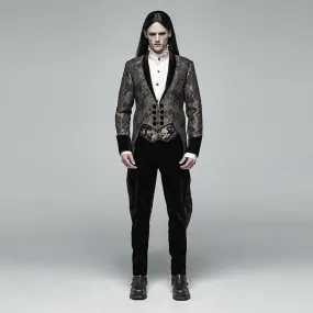 Men's Goth Floral Jacquard Dovetail Coat Golden