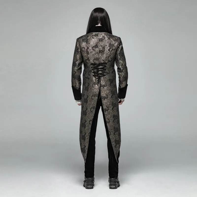 Men's Goth Floral Jacquard Dovetail Coat Golden