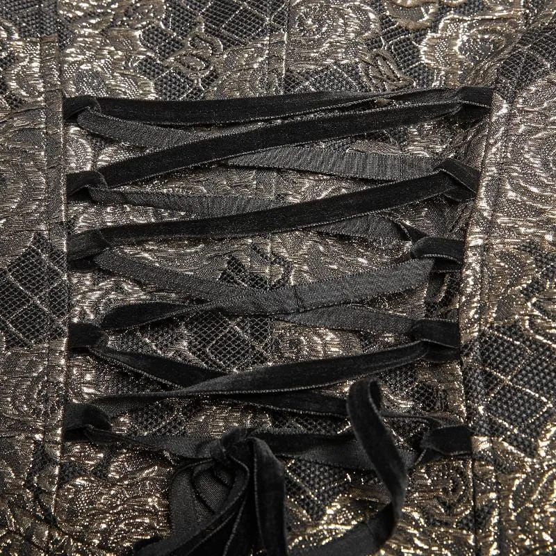 Men's Goth Floral Jacquard Dovetail Coat Golden