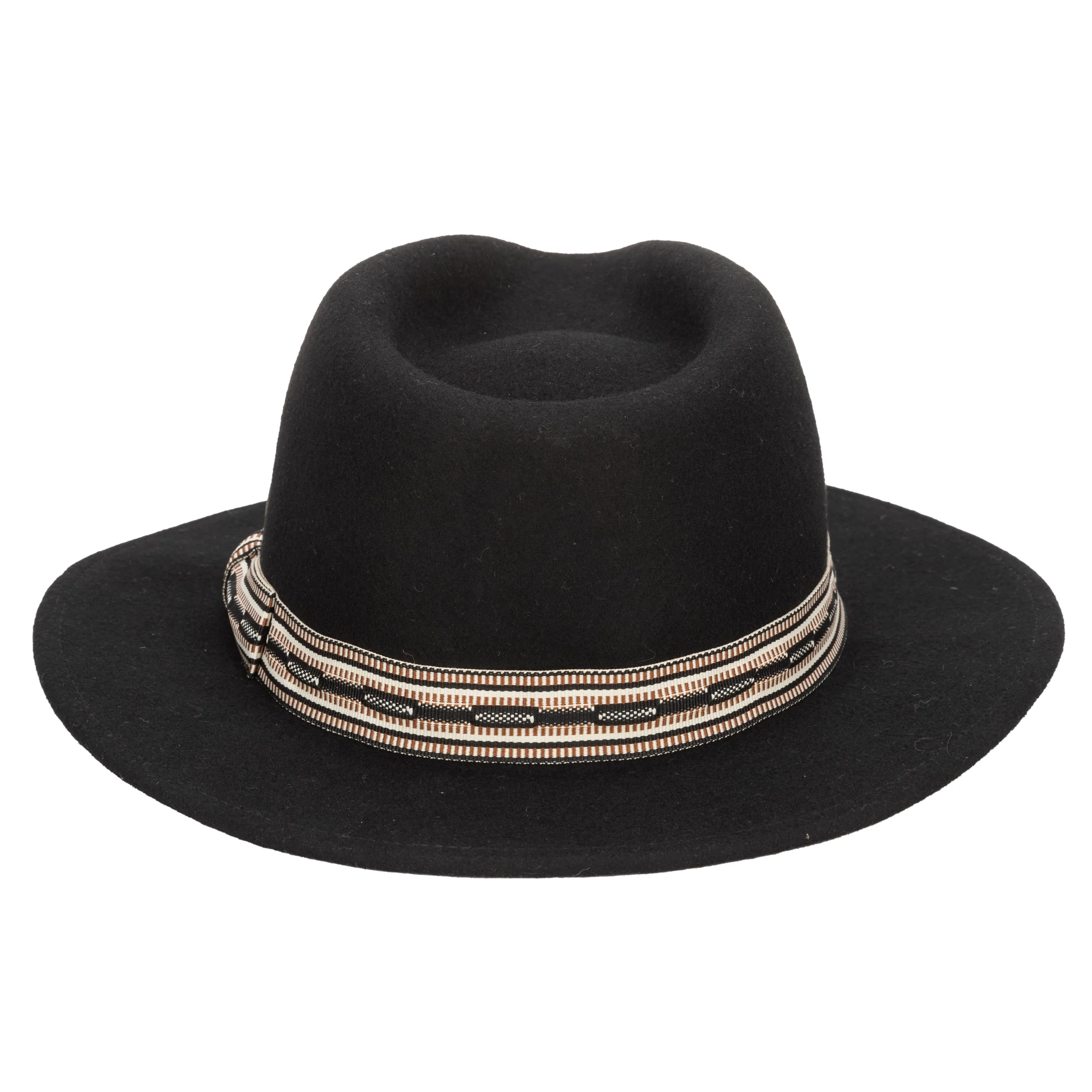 Men's Wool Felt Fedora With Multi Stripe  Jacquard Band