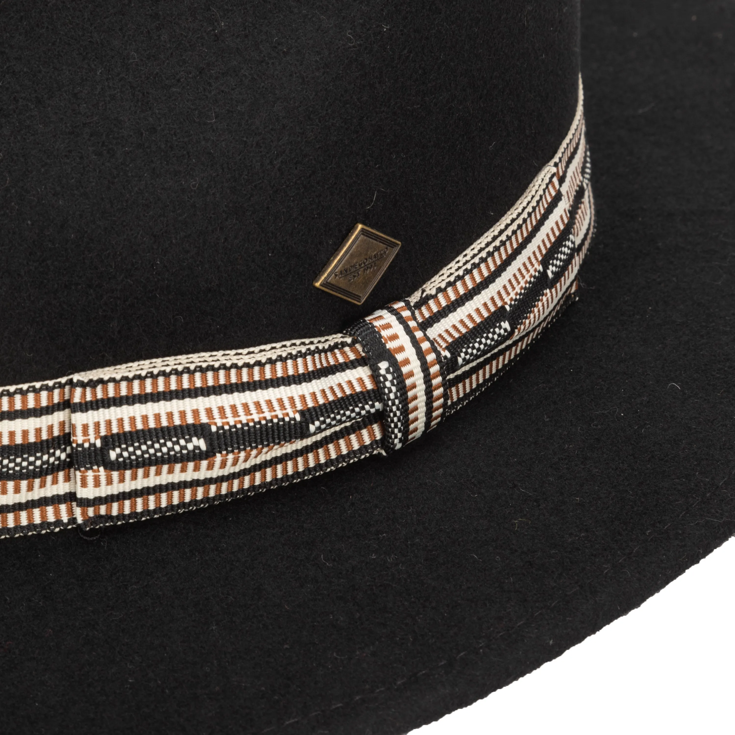 Men's Wool Felt Fedora With Multi Stripe  Jacquard Band
