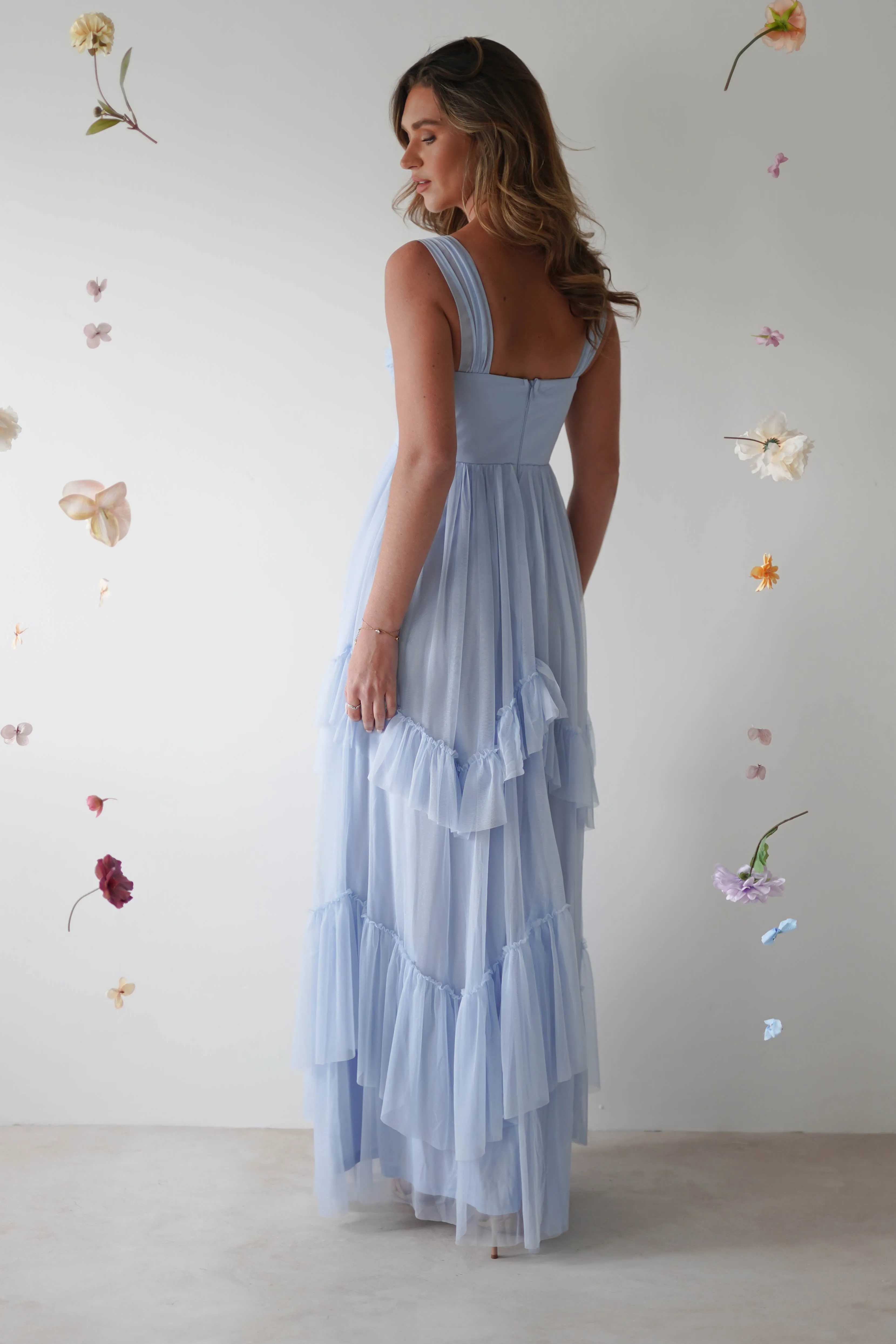 Palama Shimmer Tulle Maxi Dress | Blue
