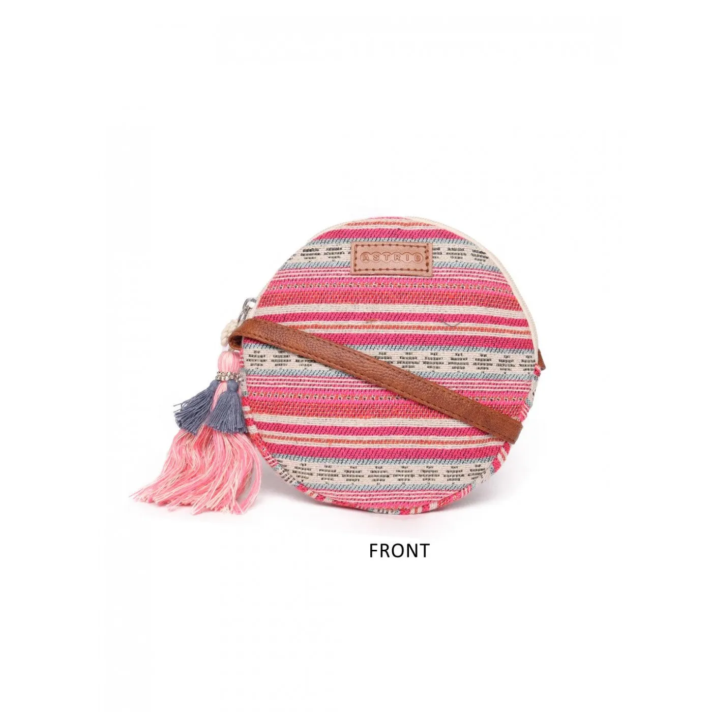 Pink Jacquard Womens Sling Bag Medium Size