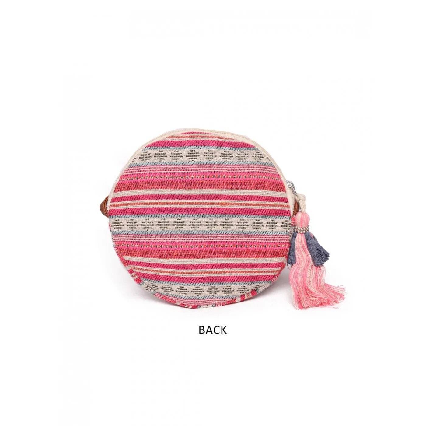 Pink Jacquard Womens Sling Bag Medium Size