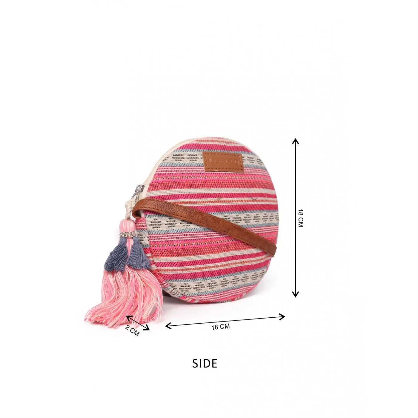 Pink Jacquard Womens Sling Bag Medium Size