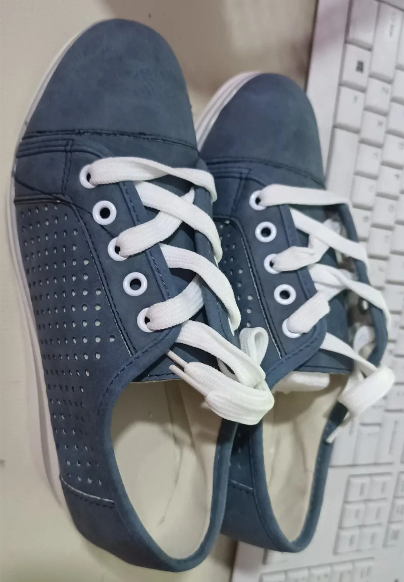 Summer Autumn Casual Canvas Sneakers Breathable Platform Meddle Heel Pointed Toe Air Mesh Shoe