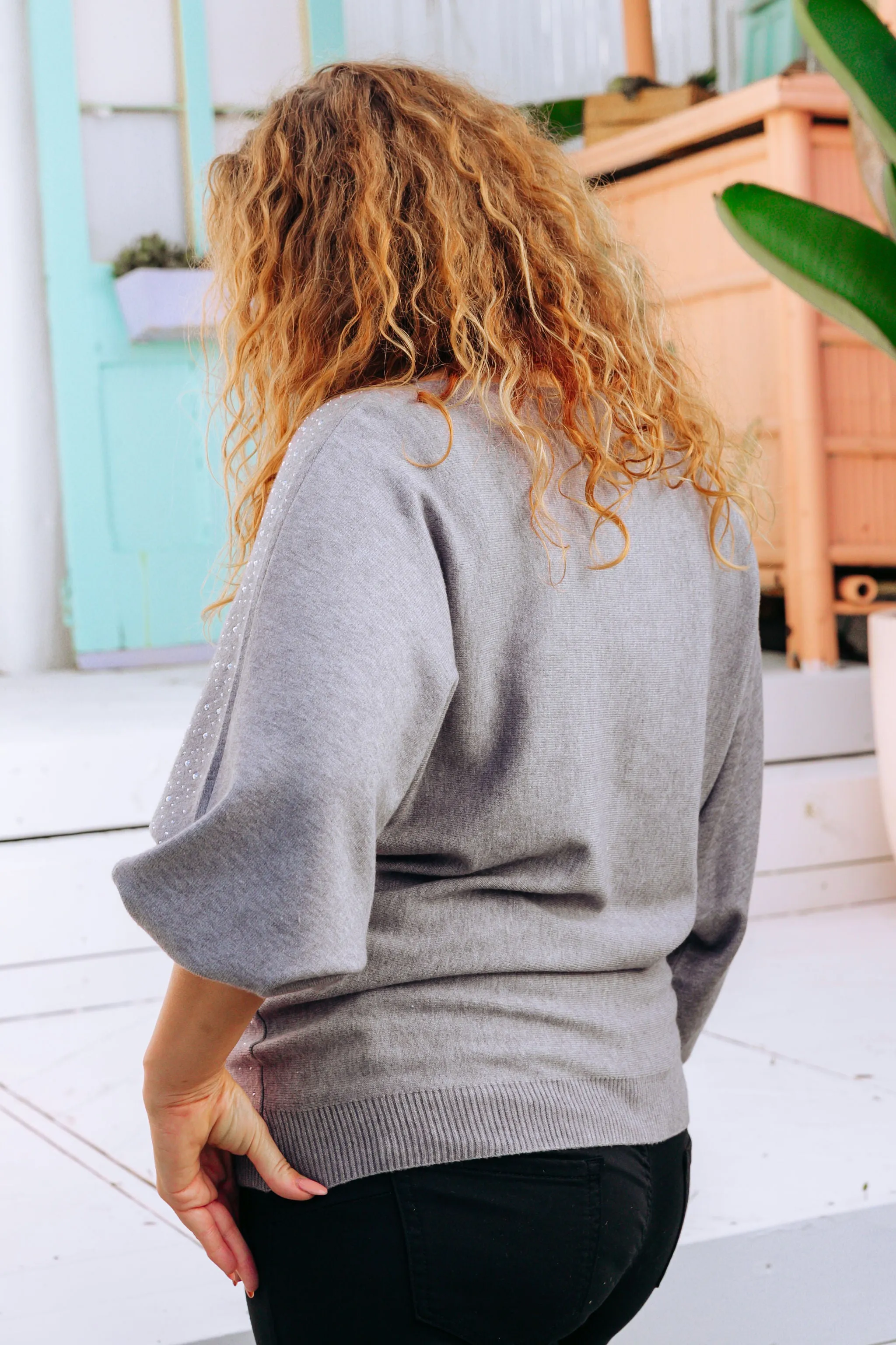 Twinkle Embellished Knit in Grey