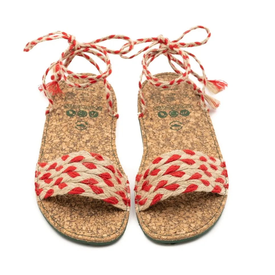 Vegan jute sandal red ANG002