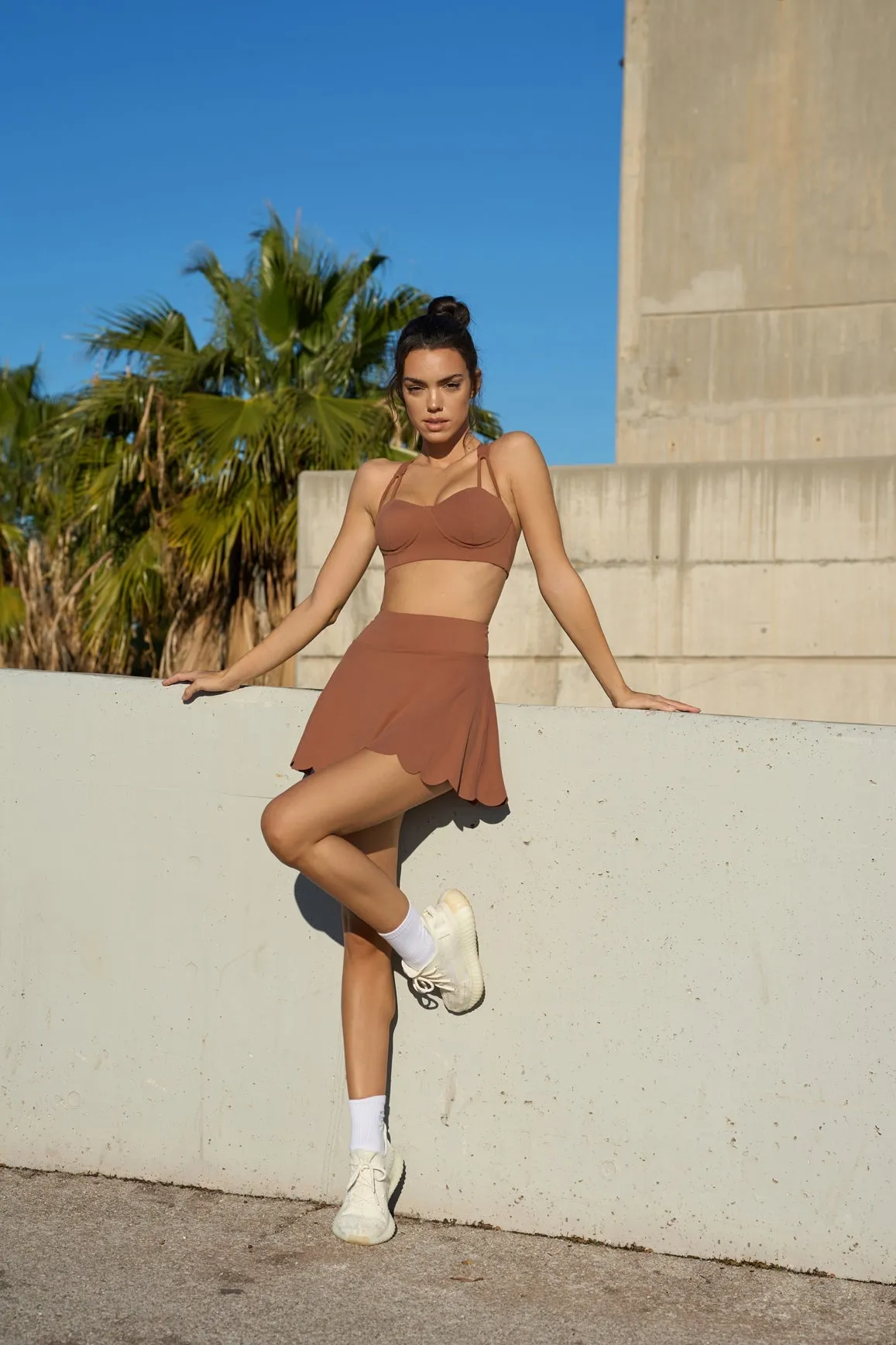 WISKII Strappy Bra   High-Waist A-line Tennis Skirt