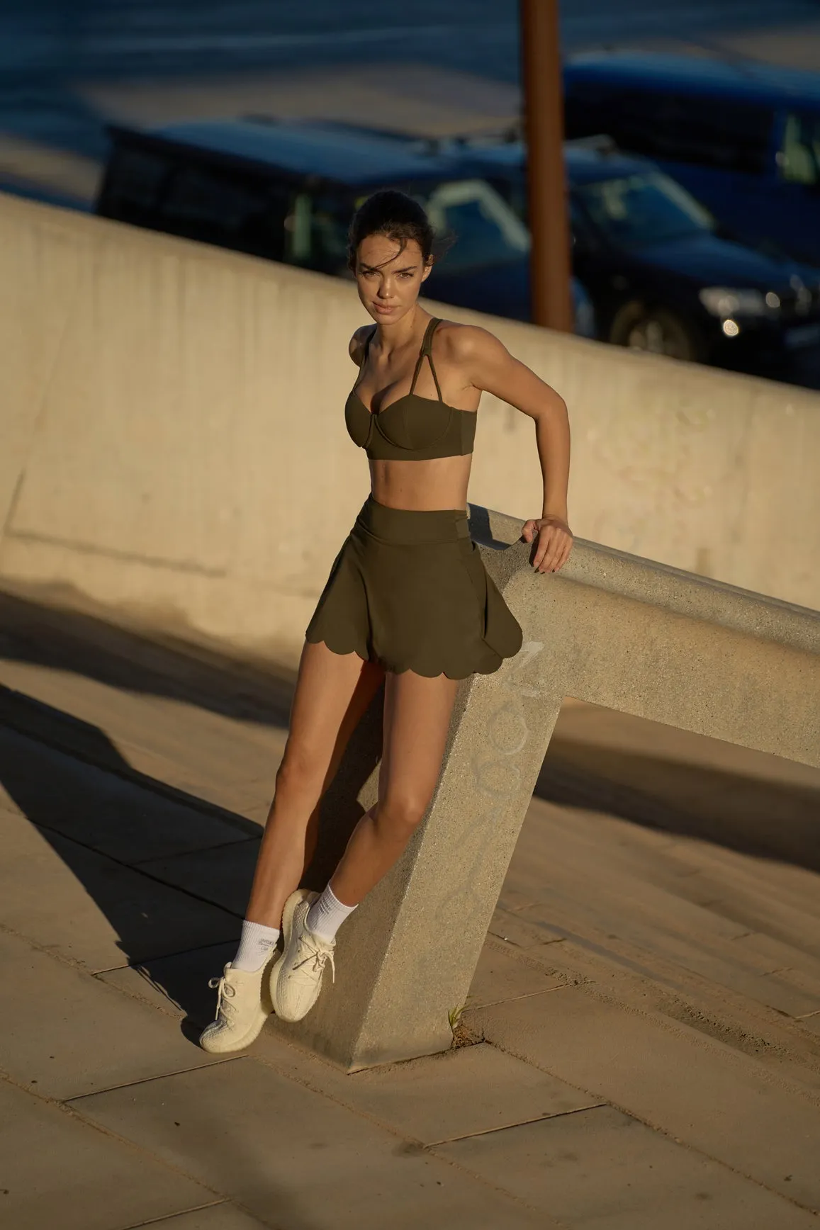 WISKII Strappy Bra   High-Waist A-line Tennis Skirt