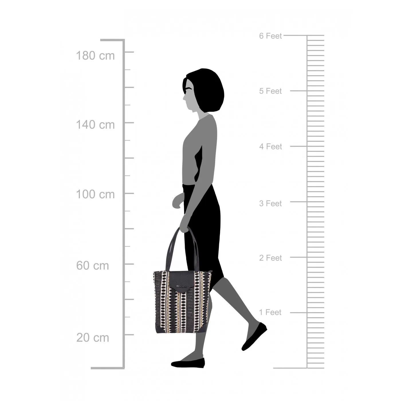 Women Black And White Womens Tote With Black Flap Bag Medium Size