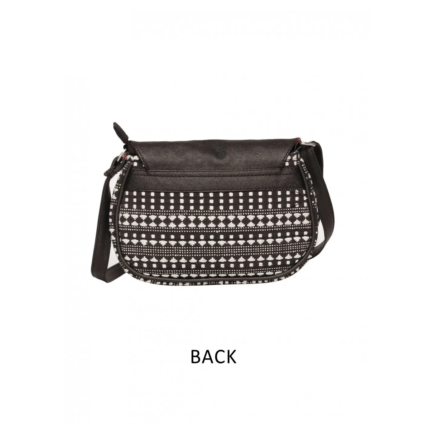Women Black Textured Sling Bag With Pu Strap