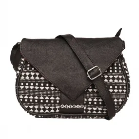 Women Black Textured Sling Bag With Pu Strap