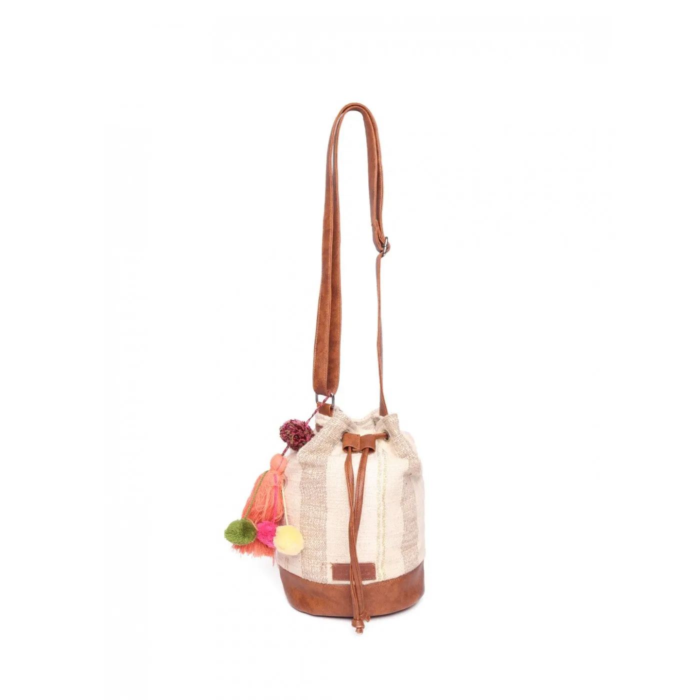 Women Multi Aztec Jacquard Sling Bag With Drawstring Closure