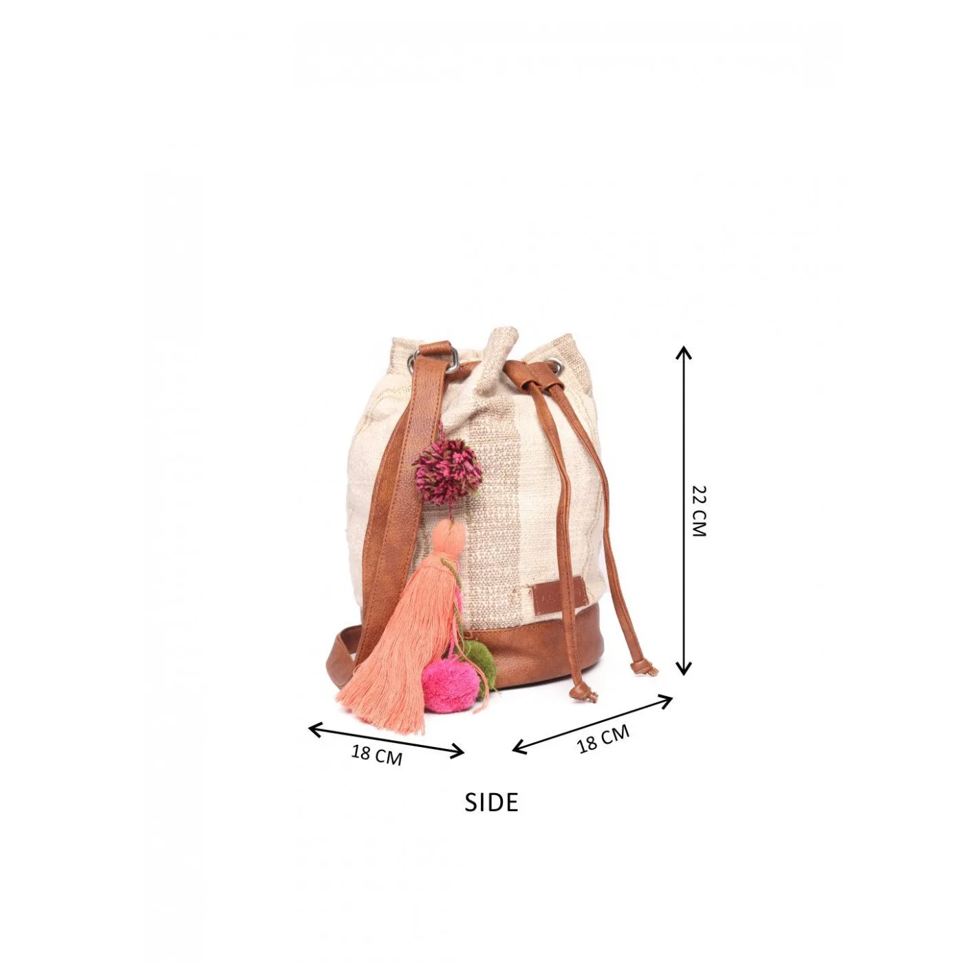Women Multi Aztec Jacquard Sling Bag With Drawstring Closure