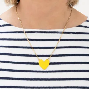 Yellow Enamel Heart Necklace